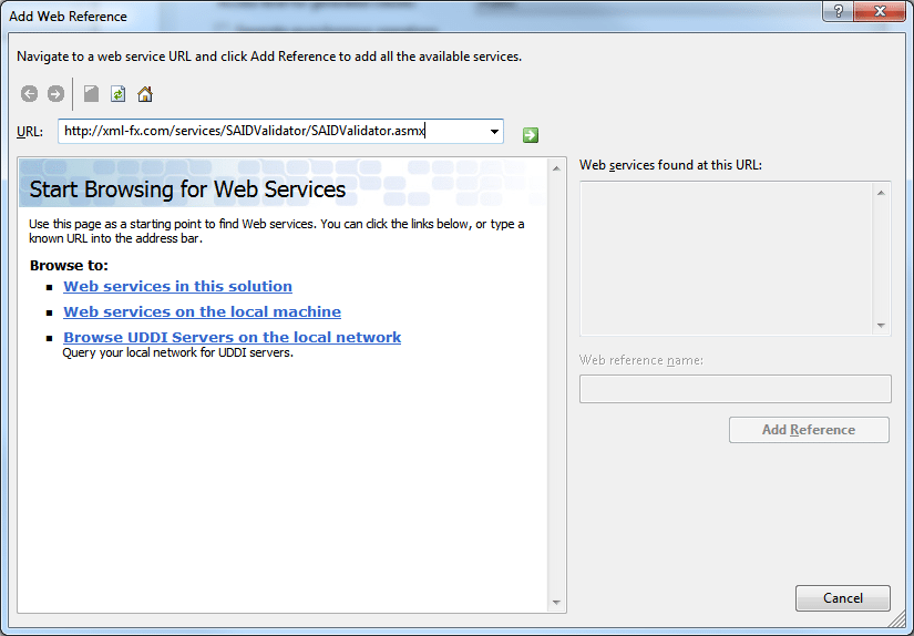 Visual Studio Add Web Reference South African ID Number Validation