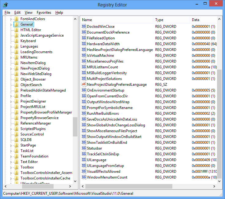 Windows 8 Registry Editor