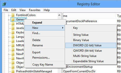 Windows 8 Registry Editor Add DWORD