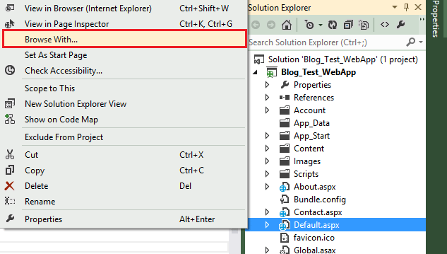 Visual Studio 2012 Browse With Option