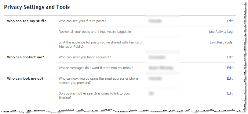 Facebook Privacy settings and tools