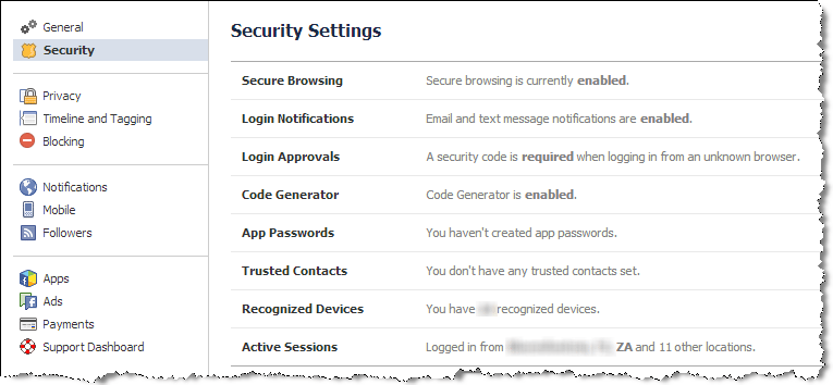 facebook privacy security settings