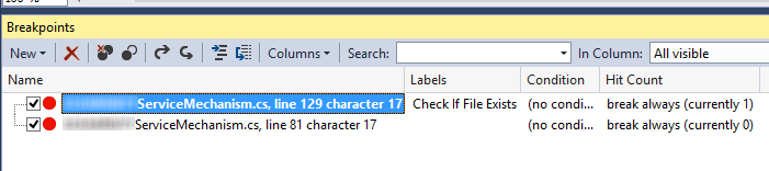 visual studio 2013 breakpoint labels view