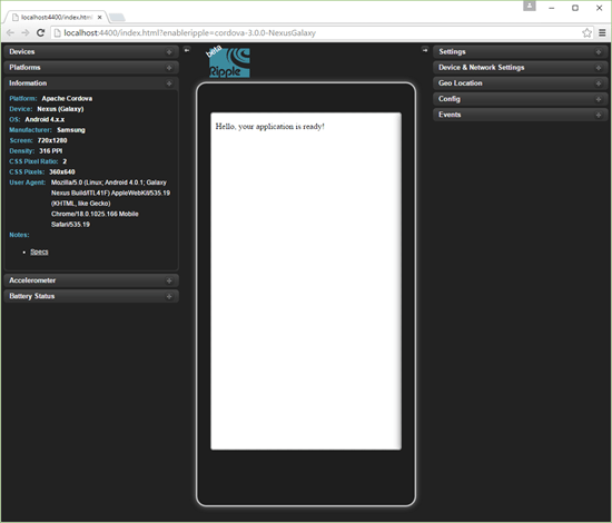 Visual Studio Enterprise 2015 Ripple Emulator