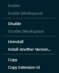 Enable or disable or uninstall a Visual Studio Code extension